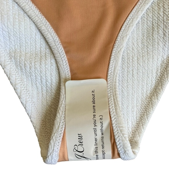 NWT J. Crew White Scrunchie Textured Curved Waist Cheeky Bikini Bottom Sz M - Picture 11 of 14